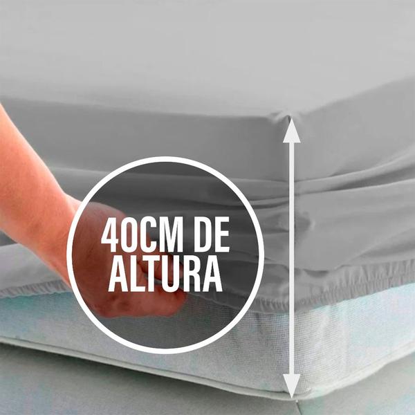 Imagem de Lençol Queen 40cm avulso c/ Elástico na Volta Toda Percal Flex 400 Fios Macio