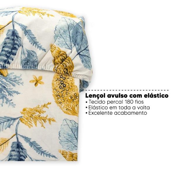 Imagem de Lençol Queen Avulso Elástico Estampado Percal 180 Fios 40cm Altura