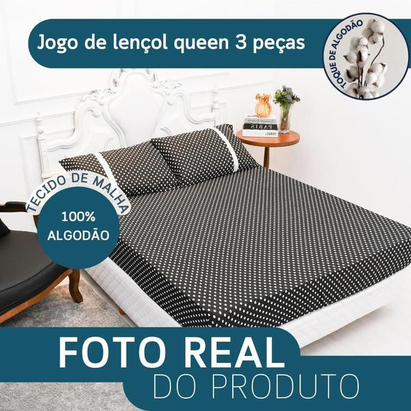 Imagem de Lençol Queen Estampado Com Elástico Malha 100% Algodão Macio