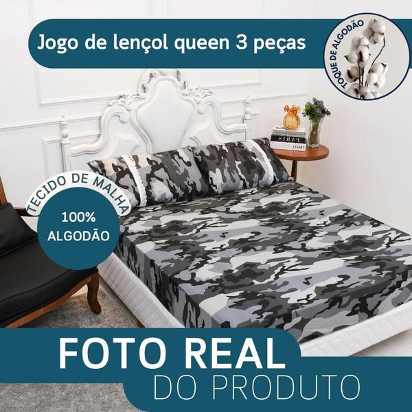 Imagem de Lençol Queen Estampado Com Elástico Malha 100% Algodão Macio