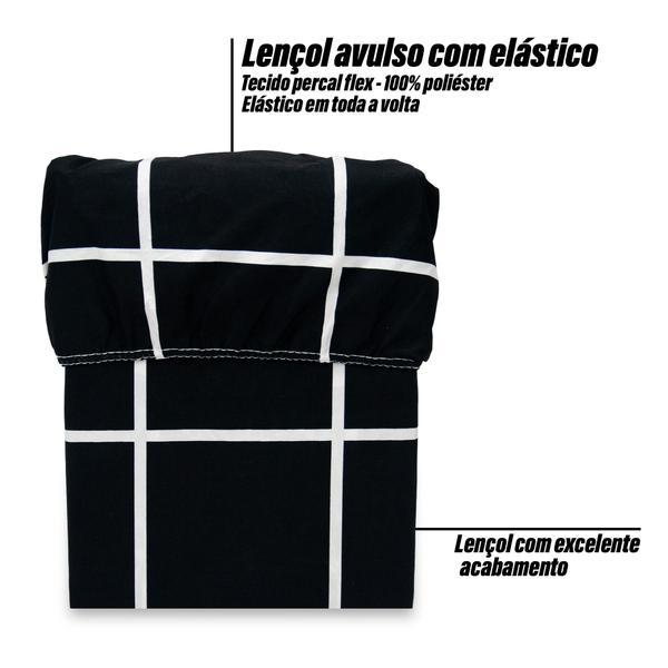 Imagem de Lençol Solteirão Estampado c/ Elástico na Volta Toda Percal Flex 400 Fios Toque Acetinado