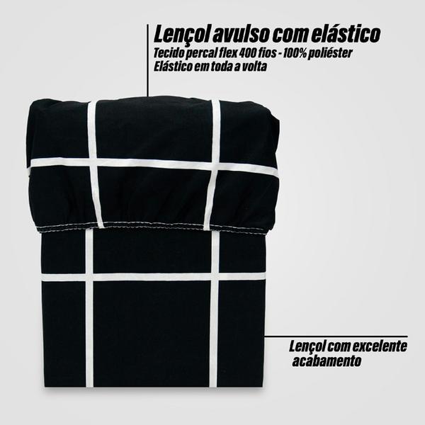 Imagem de Lençol Solteirão Estampado c/ Elástico na Volta Toda Percal Flex 400 Fios Toque Acetinado