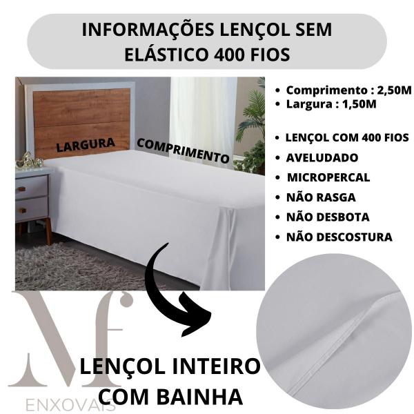 Imagem de Lençol Solteiro 400 Fios Sem Elástico Micro Percal LINHA PREMIUM Cama Box