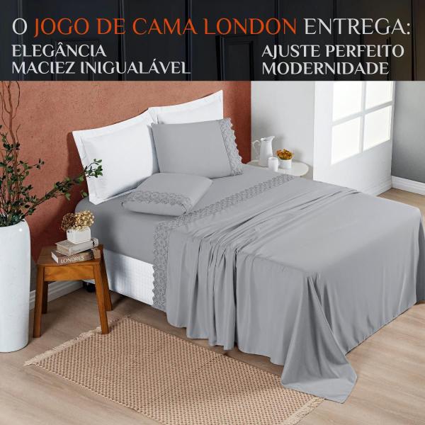 Imagem de Lencol Solteiro Infantil London Bordado Inglês 200 Fios 03 pçs Macio NOBLESS