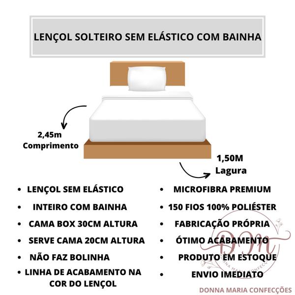 Imagem de Lençol Solteiro para Revenda SEM Elástico com Bainha 01 Peça CamaBoxBaratinho