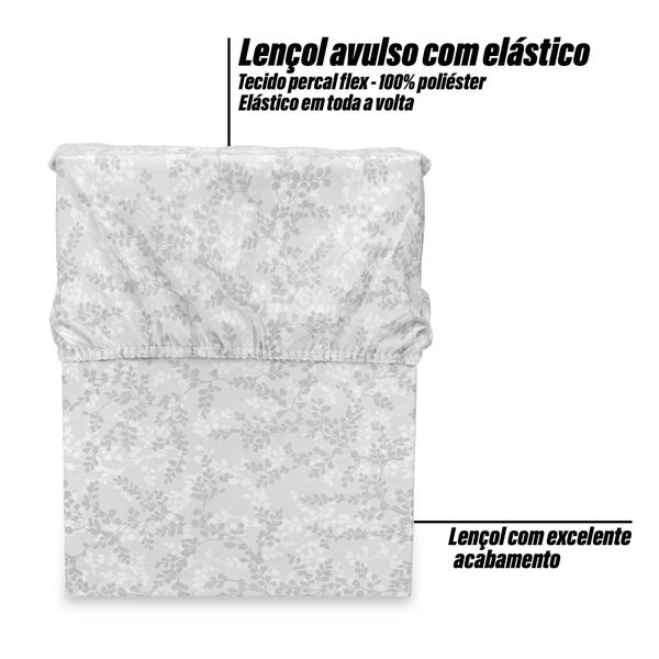 Imagem de Lençol Super King Avulso Estampado c/ Elástico Percal Flex 400 Fios Macio