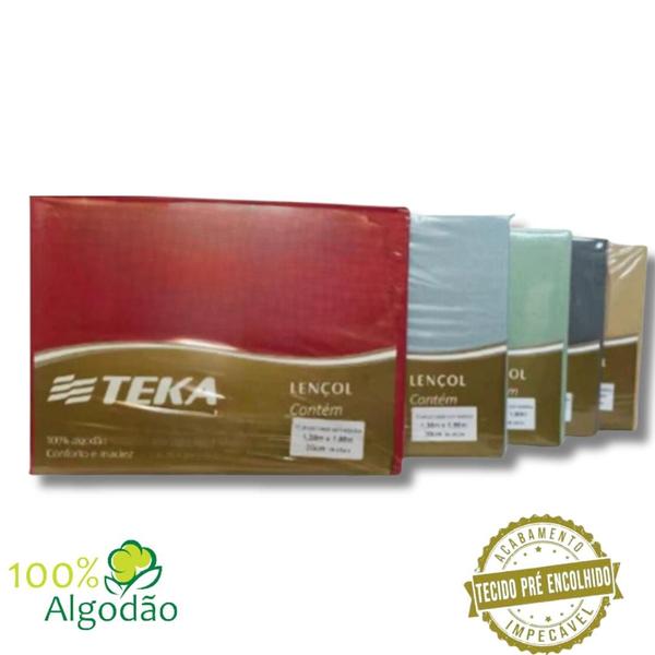 Imagem de Lençol Teka 100% Algodão Com Elastico 120 Fios Linha Crystal Solteiro, Casal, Queen