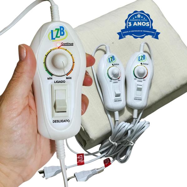 Lençol Térmico Casal Luxo Com Controle Potenciômetro 10 Temperaturas 3 Anos de Garantia - ... Lençol Térmico Casal Luxo Com Controle Potenciômetro 10 Temperaturas 3 Anos de Garantia - ...