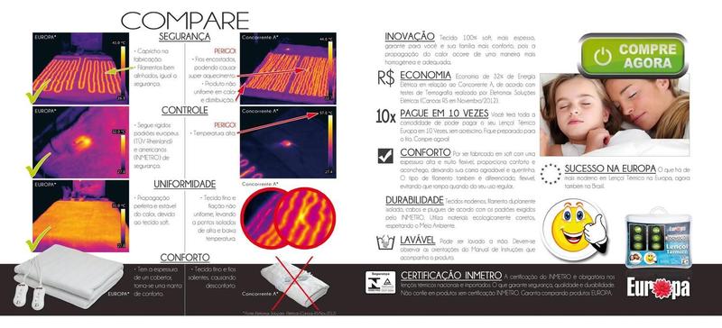 Imagem de Lençol Térmico Europa Lavável Certificado Solteiro