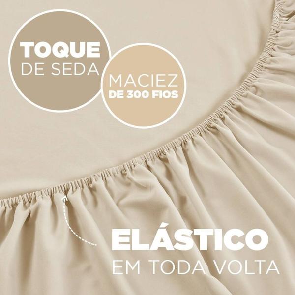 Imagem de Lençol Toque de Seda 300 Fios com elástico Cama Queen Jolitex Ternille