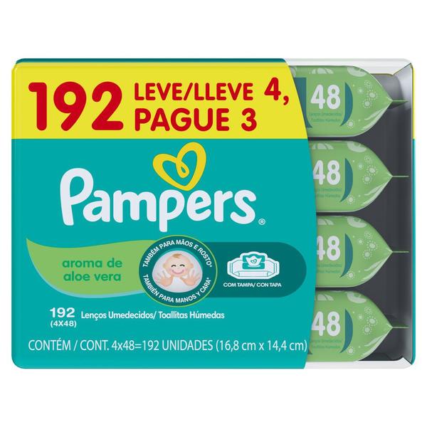 Lenços Umedecidos Pampers Aroma de Aloe Vera 192 Unidades Lenços Umedecidos Pampers Aroma de Aloe Vera 192 Unidades