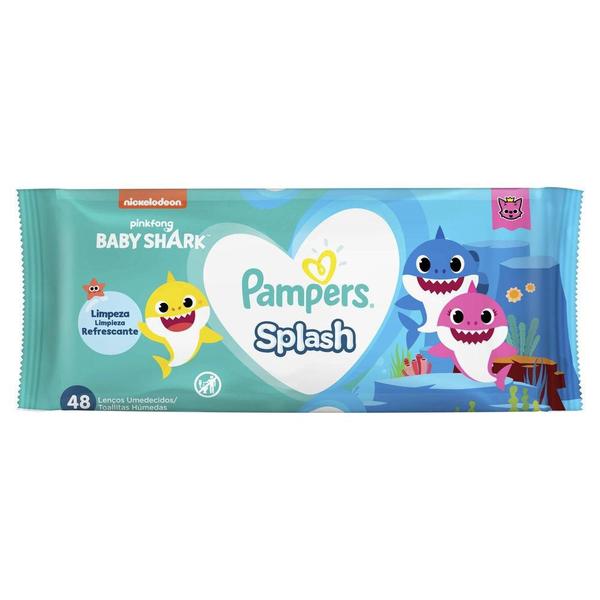 Imagem de Lenços Umedecidos Pampers Splashers Baby Shark 48 unidades