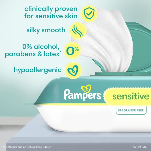 Imagem de Lenços umedecidos para bebês Pampers Sensitive à base de água 1008