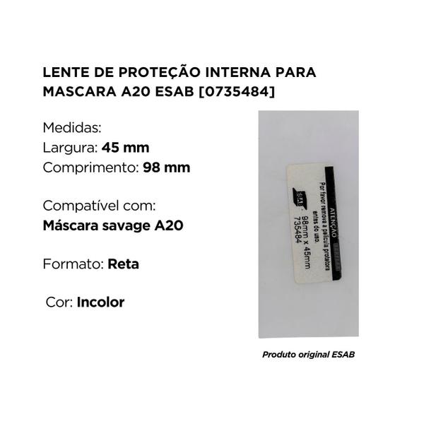 Imagem de Lente de proteção interna para mascara a20 0735484 esab