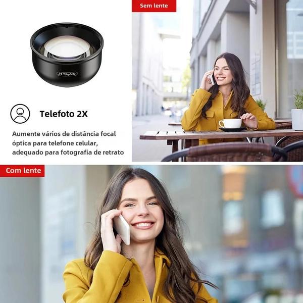 Imagem de Lente de Teleobjetiva 4K 2X HD com Filtro CPL para Smartphones Huawei e Samsung