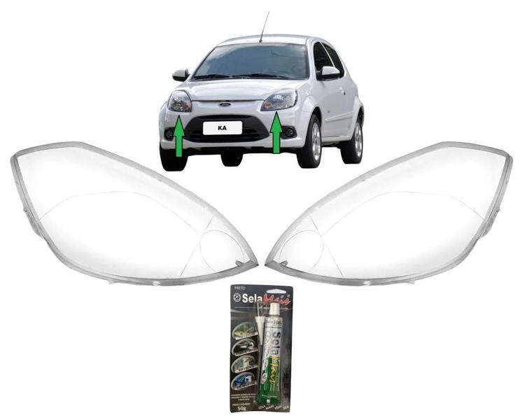 Imagem de Lente Farol Principal Ford Ka 2008 A 2014 Par + Cola