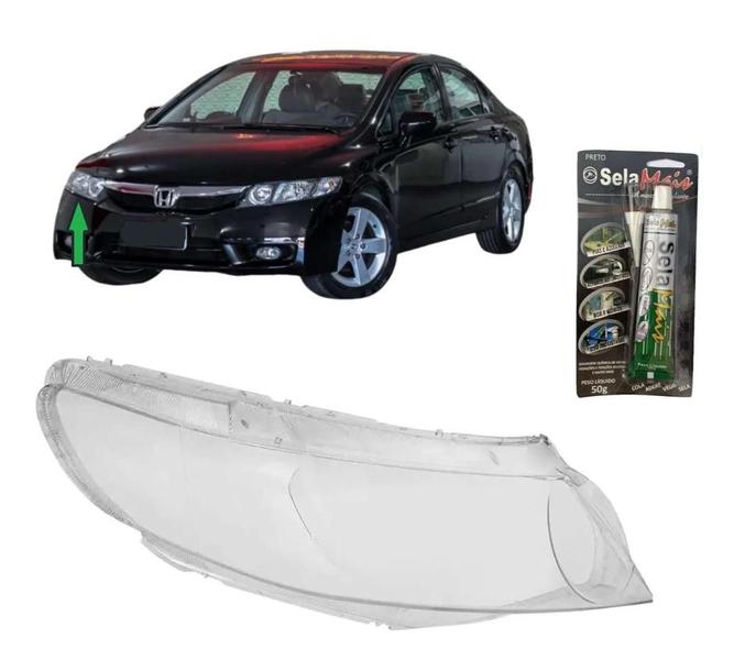 Imagem de Lente Farol Principal Honda Civic 2007 a 2011 LD + Cola