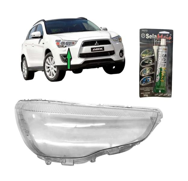 Imagem de Lente Farol Principal Mitsubishi ASX 2011 a 2018 Direito + Cola