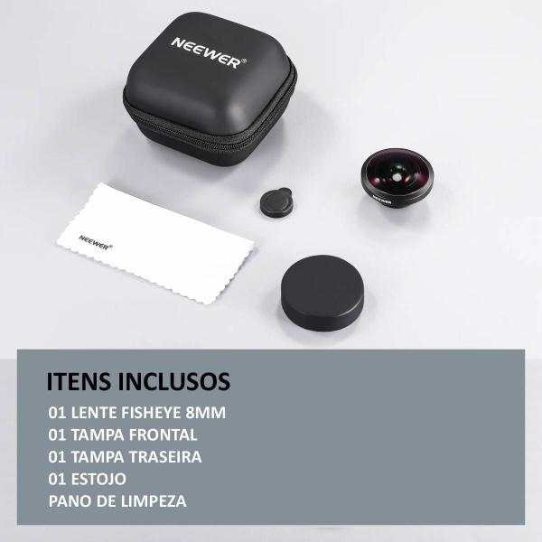 Imagem de Lente Fisheye 8mm Para Cage De Celular Com Rosca 17mm Neewer