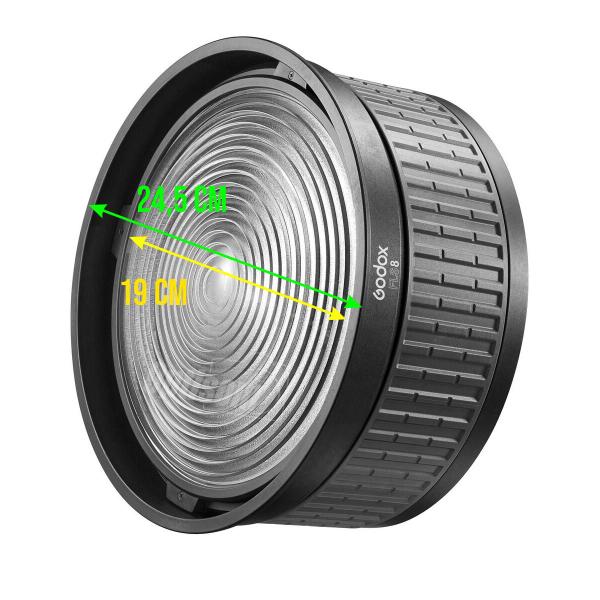 Imagem de Lente Fresnel Bowens Godox Fls8 Para Iluminador Led E Flash Com Abas Lb-01