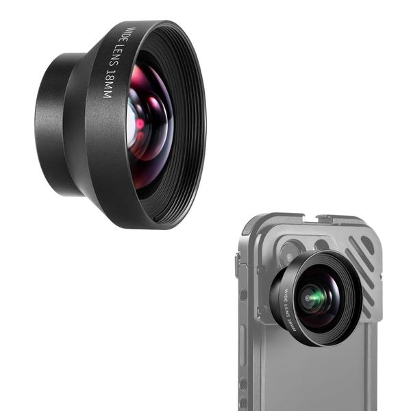 Imagem de Lente grande angular Neewer HD 18mm 100 para telefone, rosca de 17 mm