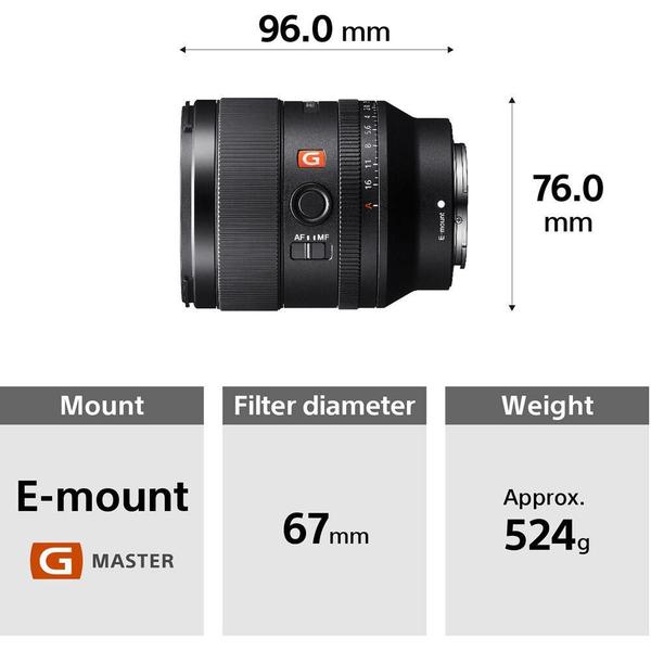 Imagem de Lente Sony 35mm f/1.4 GM E-Mount e Full Frame (SEL35F14GM)