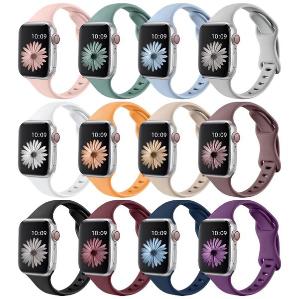 Imagem de Lerobo 12 Pulseiras Finas de Silicone Apple Watch (diversas cores)