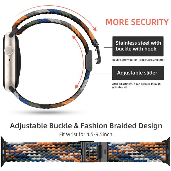 Imagem de Lerobo 2 Pack Pulseiras Trançadas de Nylon para Apple Watch, 38-49mm (Black/Camouflage)