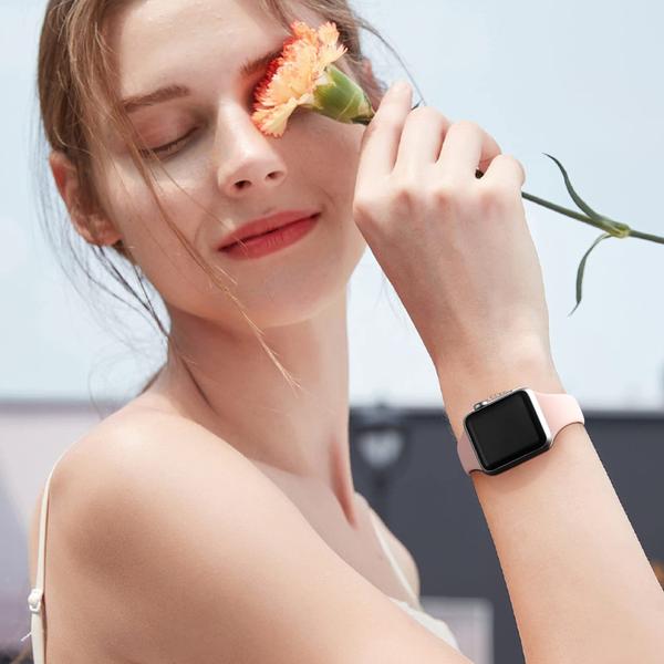 Imagem de Lerobo 6 Pulseiras Slim de Silicone Compatíveis com Apple Watch (Cores Variadas)