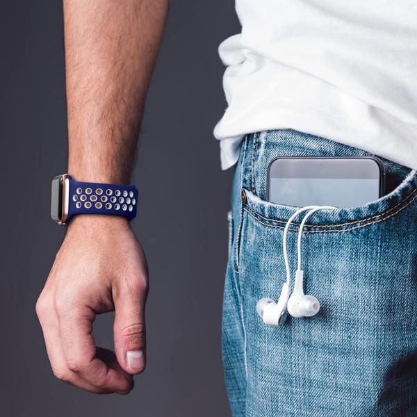 Imagem de Lerobo Kit 3 Pulseiras para Apple Watch Ultra 38-49mm (reto/Cinza, Azul/Preto, Azul/Branco)