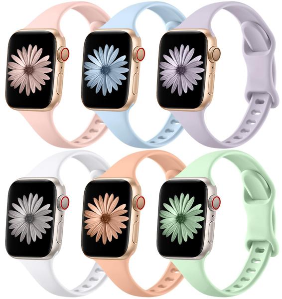 Imagem de Lerobo Kit 6 Pulseiras Slim para Apple Watch 38-49mm (Lilás/Rosa/Cantalupo/Pistache/Roxo Claro/Branco)