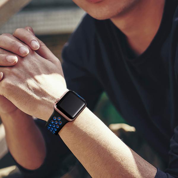 Imagem de Lerobo Kit com 3 Pulseiras Compatíveis com Apple Watch (Preto Azul, Preto Cinza, Branco Preto)