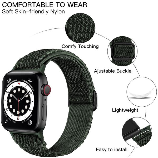 Imagem de Lerobo Pulseira Elástica de Nylon Compatível com Apple Watch (Verde Escuro)