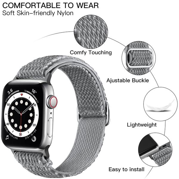 Imagem de Lerobo Pulseira Elástica Nylon Compatível com Apple Watch 38mm-49mm (Cinza)