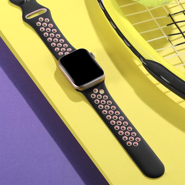 Imagem de Lerobo Pulseira Esportiva Compatível com Apple Watch (Preto/Rosa)