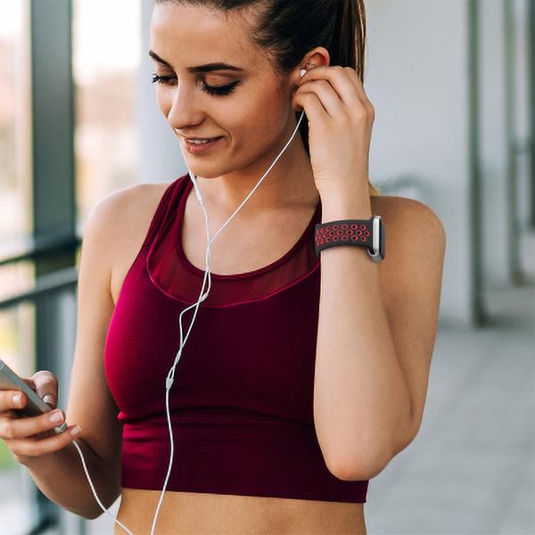 Imagem de Lerobo Pulseira Esportiva Compatível com Apple Watch (Preto/Vermelho)