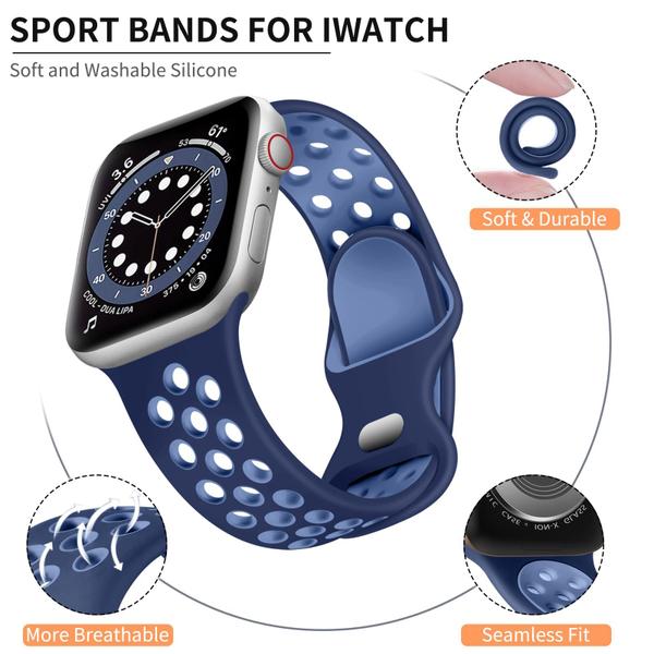 Imagem de Lerobo Pulseira Esportiva Silicone p/ Apple Watch (Azul Yankees)