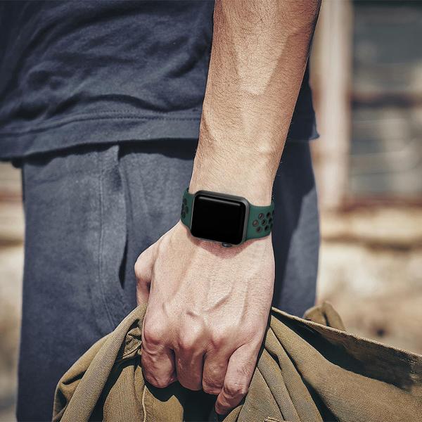 Imagem de Lerobo Pulseira Silicone p/ Apple Watch 38-49mm (Verde/Preto)