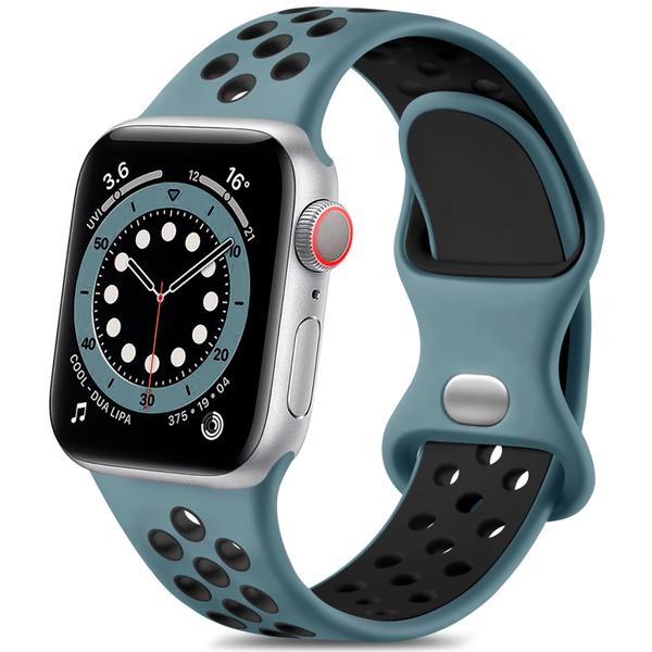 Imagem de Lerobo Pulseira Silicone p/ Apple Watch (Azul-Ardósia/Preto)