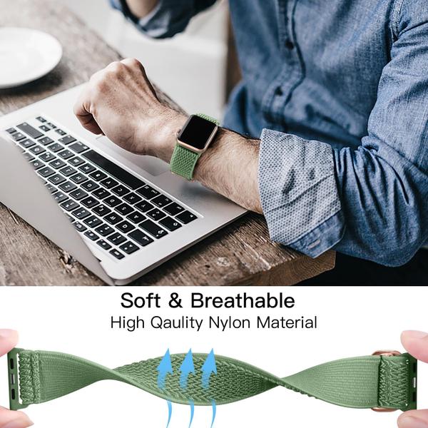 Imagem de Lerobo Pulseira Solo Loop Nylon para Apple Watch, Ajustável (Verde)