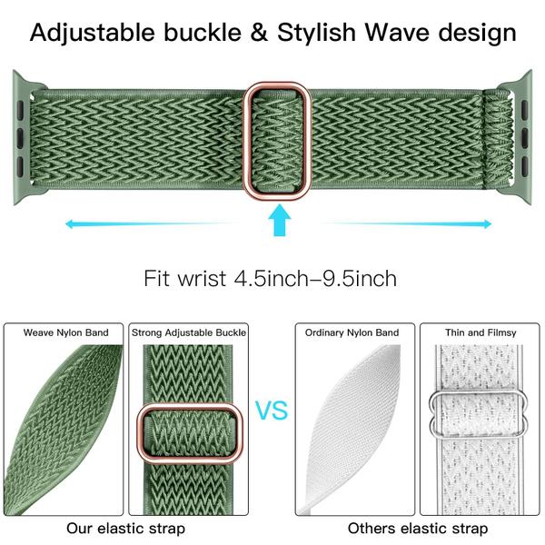 Imagem de Lerobo Pulseira Solo Loop Nylon para Apple Watch, Ajustável (Verde)