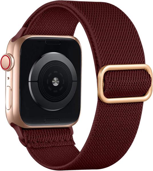 Imagem de Lerobo Pulseira Trançada Nylon para Apple Watch (Vermelho Escuro)