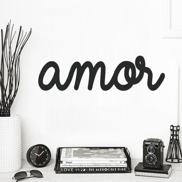 Imagem de Letras Em Mdf Palavra Amor Lettering Frases MDF 3mm Preto Love Decorativo Letreiro Romântico