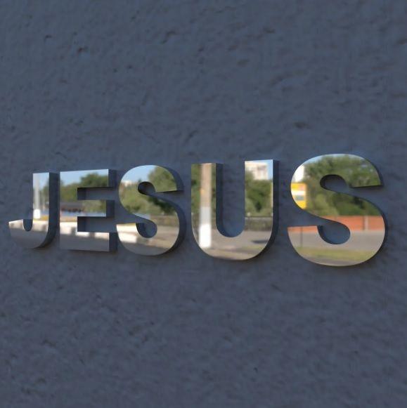 Imagem de Letras Jesus Aço Inox Led 3d 40 Cm Prateado 5 Letras Iluminação em Led