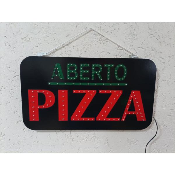 Imagem de Letreiro de LED placa aberto/pizza