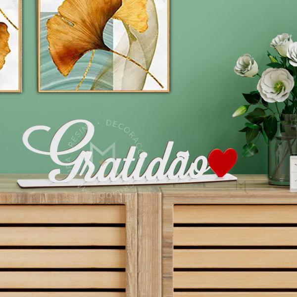 Imagem de Letreiro Decorativa Espelhado - Gratidão Branco - Enfeite para Sala Rack