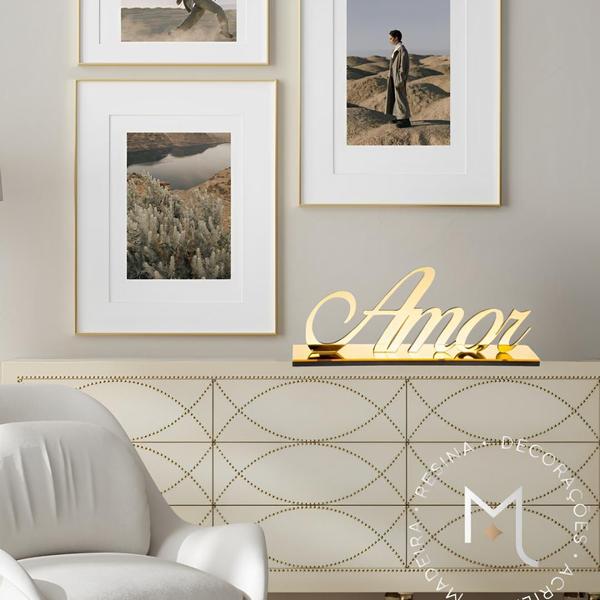 Imagem de Letreiro Decorativo - Amor Dourado - Enfeite de Mesa para Sala