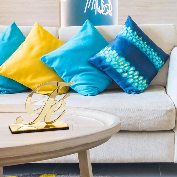 Imagem de Letreiro Decorativo - Fé Dourado Espelhado - Enfeite com Base para Mesa