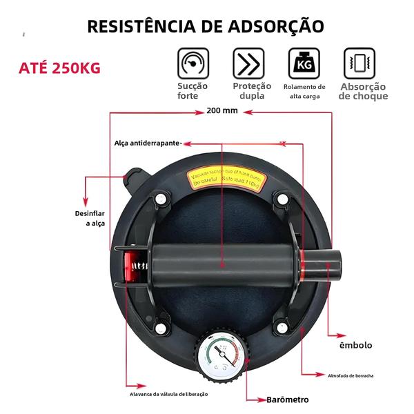 Imagem de Levantador de Ventosa a Vácuo de 8 Polegadas - 250kg de Capacidade para Vidro