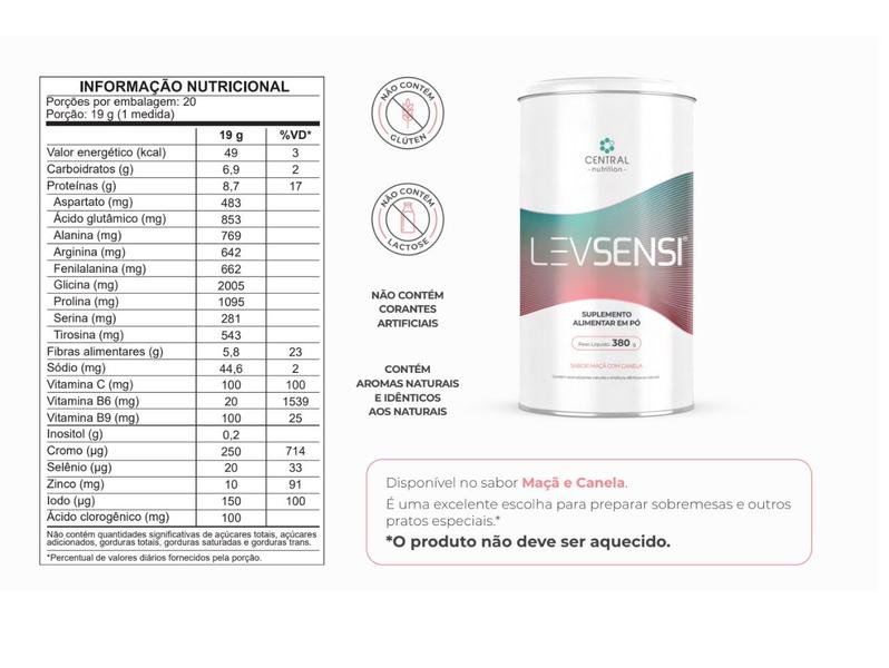 Imagem de Levsensi Cpure Powder Maça C/ Canela 380g Central Nutrition